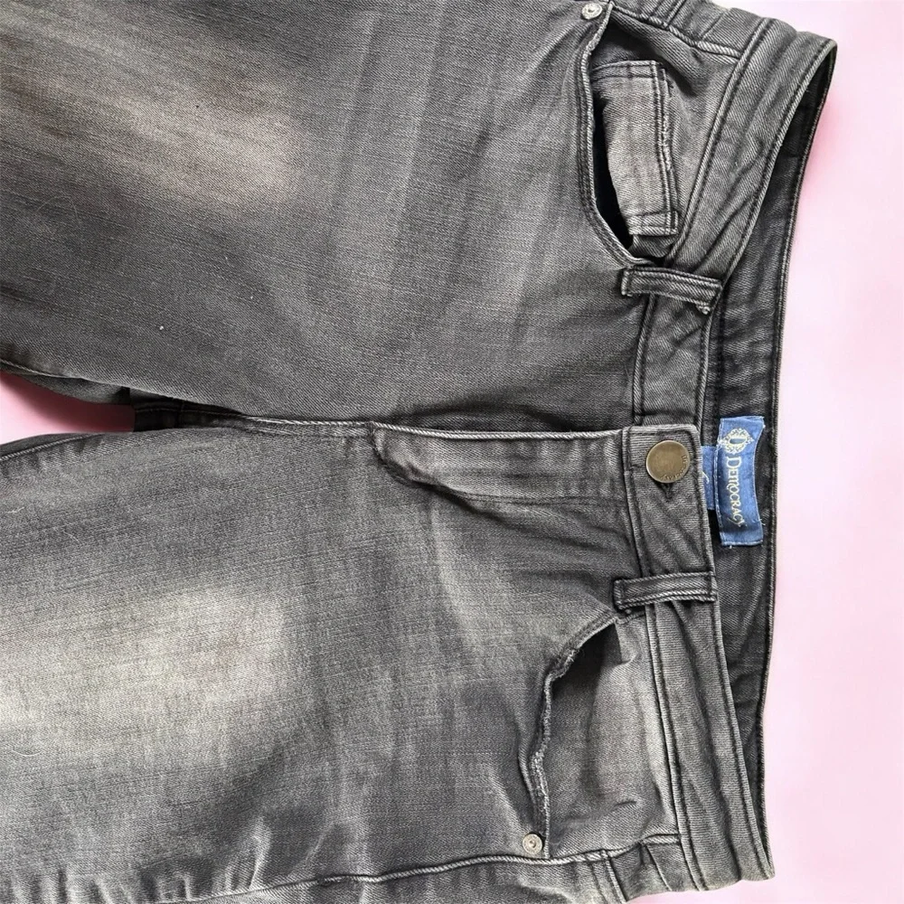 Democracy size 6 Grey High Rise Straight Leg Cropped Black Jeans Tiny Rinestones - Picture 4 of 12